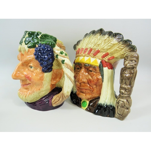 94 - Two Large Royal Doulton Character Jugs. North American Indian (D6611) plus Bacchus (D6499) both in e... 