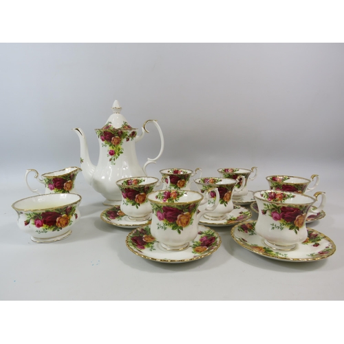 103 - Royal Albert Old Country Roses Coffee set 17 pieces in total.(2 cups have cracks to handles)