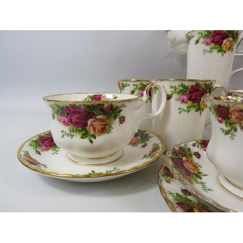 106 - Royal Albert Old Country Roses small teapot, selection of cups and saucers etc