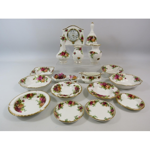 110 - Selection of Royal Albert Old Country Roses ornaments, vases, clock, trinkets etc. 18 pieces in tota... 