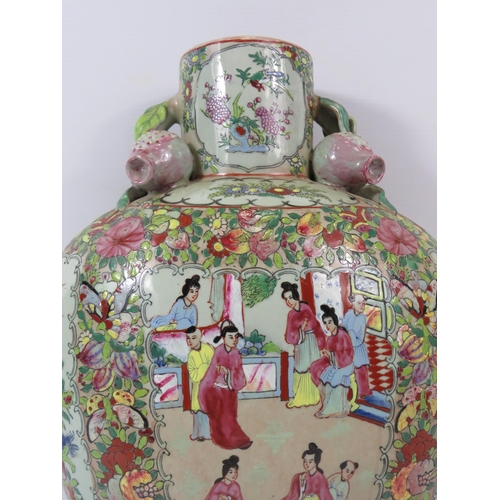 117 - Chinese famille rose vase with applied fruit to the neck, approx 41cm tall. 6 character marks to the... 