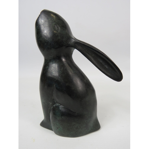 125 - Bronze Rabbit sculpture approx 16cm tall.