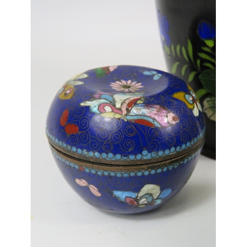 132 - 4 pieces of vintage Cloisonne Vase, trinkets and mini teapot. Slight damage to vase shown in photos.