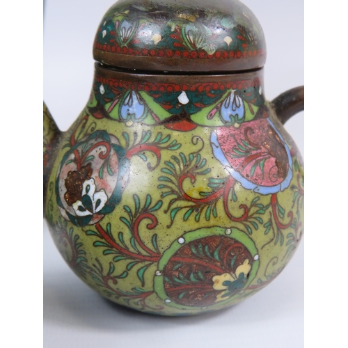 132 - 4 pieces of vintage Cloisonne Vase, trinkets and mini teapot. Slight damage to vase shown in photos.