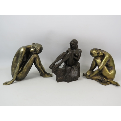 302 - 3 Resin sculptures of Women the tallest measures 19cm.