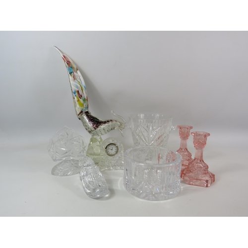 312 - Mixed lot of glass including a Murano bird and various crystal glass by Edinburgh, Waterford and Dou... 