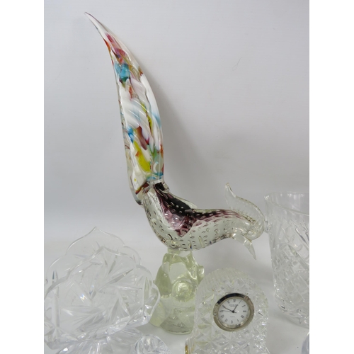 312 - Mixed lot of glass including a Murano bird and various crystal glass by Edinburgh, Waterford and Dou... 