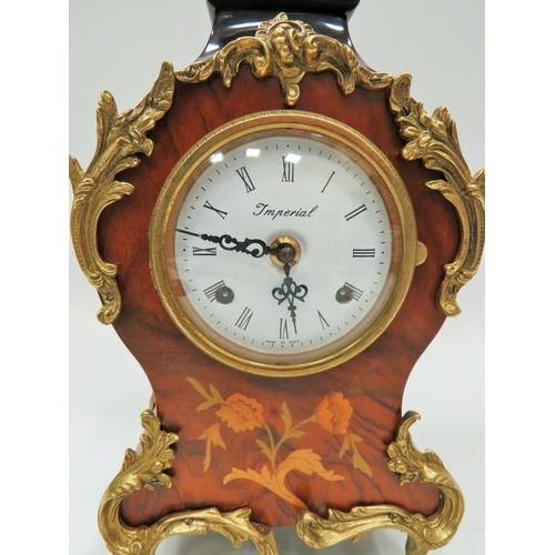 189 - Italian made, Franz Hoffman reproduction , 2 Jewel chiming mantle clock with sorrento style and gilt... 