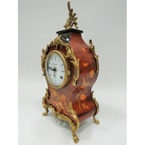 189 - Italian made, Franz Hoffman reproduction , 2 Jewel chiming mantle clock with sorrento style and gilt... 