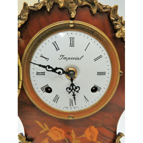 189 - Italian made, Franz Hoffman reproduction , 2 Jewel chiming mantle clock with sorrento style and gilt... 