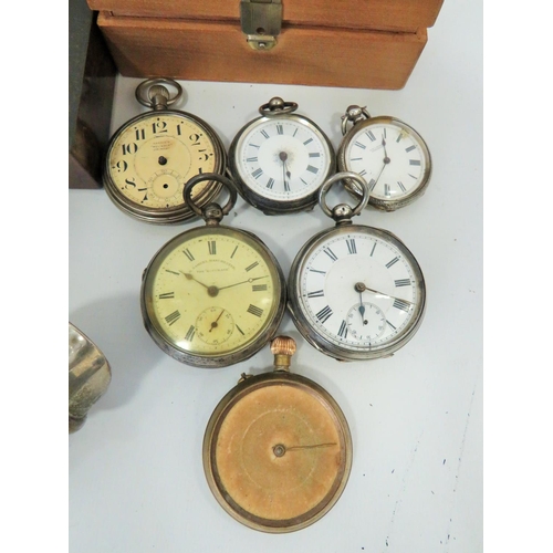 199 - Good mixed lot to include a vintage writing/drawing set. Selection of Silver cased pocket watches fo... 