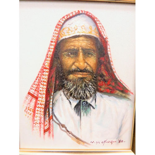 233 - Two very well painted, Oil on Canvas studies of Arabic Gentlemen. Each signed  W. Y. Chung  82.   Bo... 