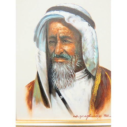 233 - Two very well painted, Oil on Canvas studies of Arabic Gentlemen. Each signed  W. Y. Chung  82.   Bo... 