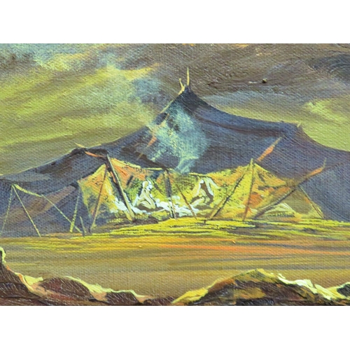 234 - Large oil on canvas of a Desert scene signed Seung  Kim 81 (Probably Korean Artist, Kim in Sueng  19... 