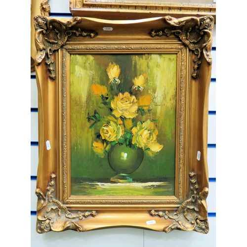 240 - Well painted oil on canvas of a still life which bears the signature G Mark?.   Housed in an ornate ... 