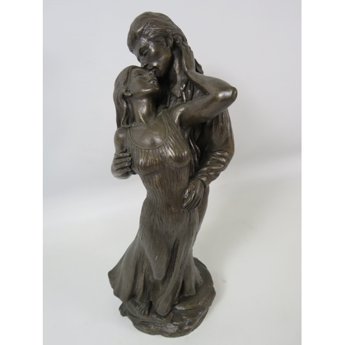 372 - Roland Chadwick Heredities bronze resin lovers figurine, 35cm tall.