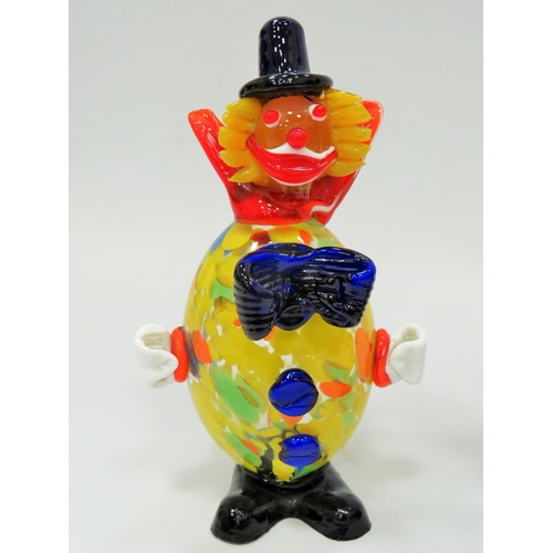 290 - Pair of Murano Clowns, both in good order. Each approx 8 inches tall. (one has damage to it's right ... 