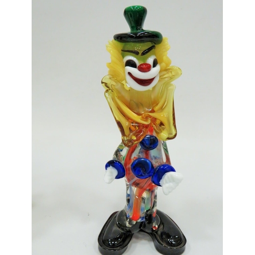 290 - Pair of Murano Clowns, both in good order. Each approx 8 inches tall. (one has damage to it's right ... 