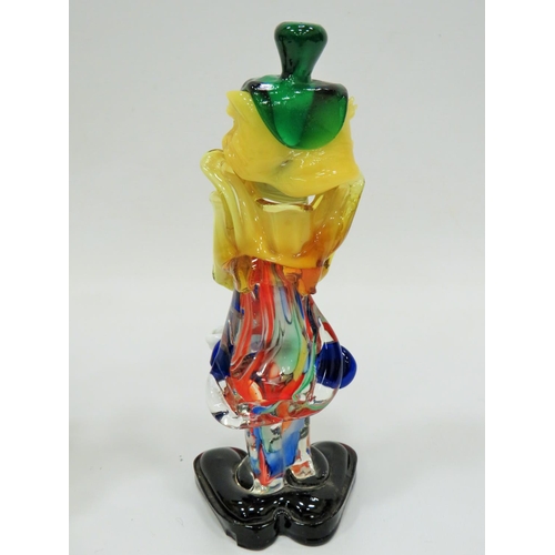 290 - Pair of Murano Clowns, both in good order. Each approx 8 inches tall. (one has damage to it's right ... 