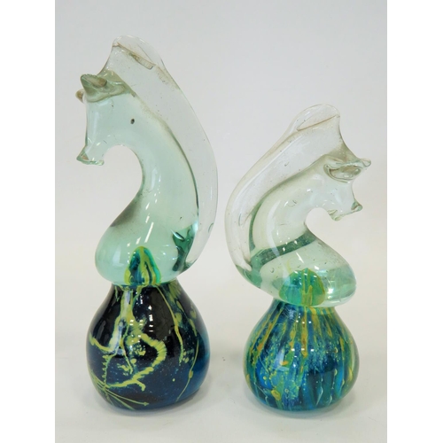 295 - Two Mdina paperweights as seahorses, largest 8 inches tall. See photos.