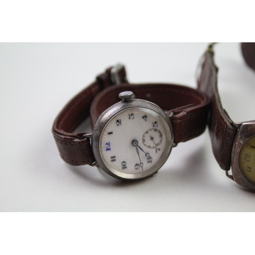 203 - .925 SILVER Men's Vintage Trench Style WRISTWATCHES Hand-wind Non Working x2    2112055