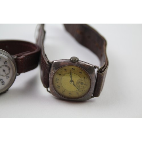 203 - .925 SILVER Men's Vintage Trench Style WRISTWATCHES Hand-wind Non Working x2    2112055