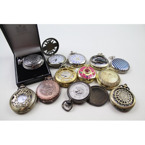 206 - Job Lot Men's Collectors POCKET WATCHES Quartz Untested Assorted Themes x 12   2141780