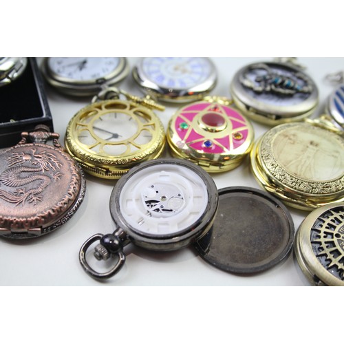 206 - Job Lot Men's Collectors POCKET WATCHES Quartz Untested Assorted Themes x 12   2141780