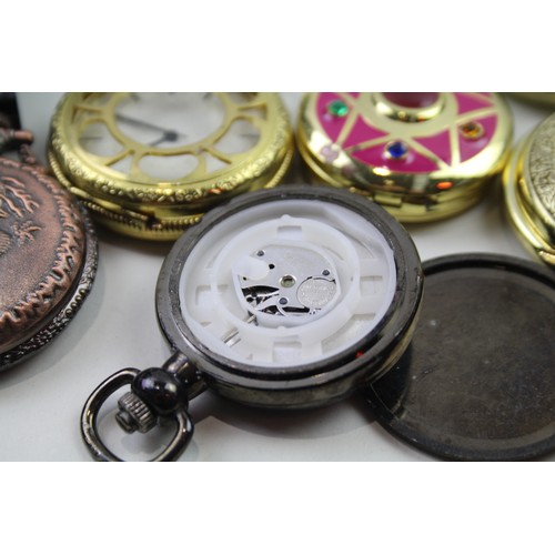 206 - Job Lot Men's Collectors POCKET WATCHES Quartz Untested Assorted Themes x 12   2141780