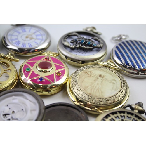 206 - Job Lot Men's Collectors POCKET WATCHES Quartz Untested Assorted Themes x 12   2141780