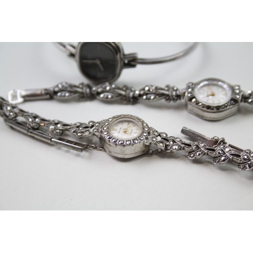 218 - STERLING SILVER Women's Vintage Cocktail WRISTWATCHES Hand-wind WORKING x 3     848302