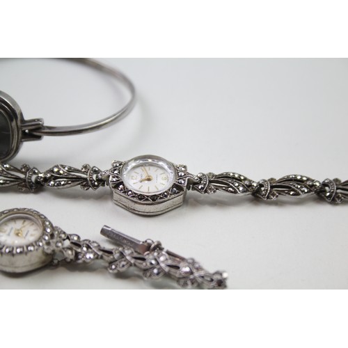 218 - STERLING SILVER Women's Vintage Cocktail WRISTWATCHES Hand-wind WORKING x 3     848302