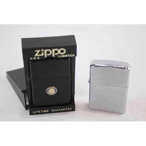 275 - 2 x Zippo Lighters Inc Vintage Pre 1979 Brushed Steel & Pre 1979 Rotary Club      549311