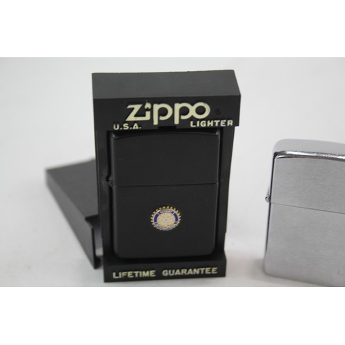 275 - 2 x Zippo Lighters Inc Vintage Pre 1979 Brushed Steel & Pre 1979 Rotary Club      549311