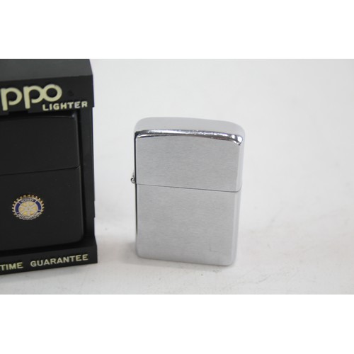 275 - 2 x Zippo Lighters Inc Vintage Pre 1979 Brushed Steel & Pre 1979 Rotary Club      549311