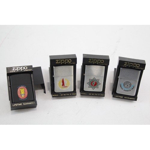 276 - Job Lot Zippo Lighters Inc Royal Engineers Bomb Disposal Sailing Lerwick Etc x 4     549303