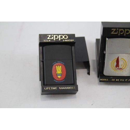 276 - Job Lot Zippo Lighters Inc Royal Engineers Bomb Disposal Sailing Lerwick Etc x 4     549303