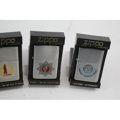 276 - Job Lot Zippo Lighters Inc Royal Engineers Bomb Disposal Sailing Lerwick Etc x 4     549303