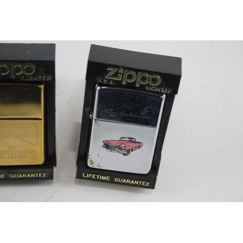 280 - 2 x Zippo Lighters Inc 1955 Pink Caddilac & Polished Brass Marlboro     549317