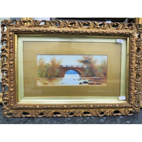 286 - Pleasing little framed and mounted watercolour of a Bridge over a Stream. Signed by M Bingley housed... 