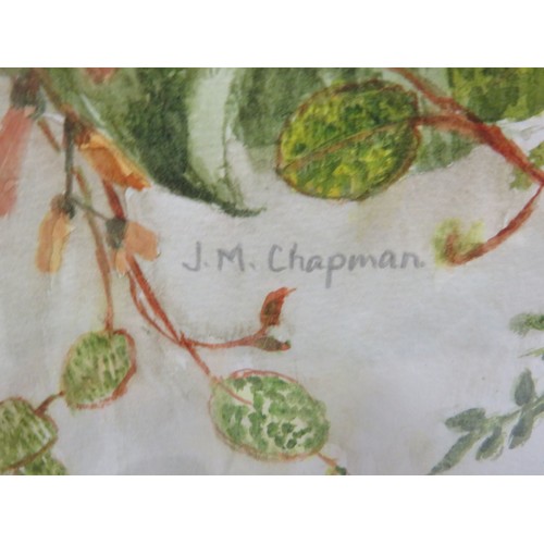 288 - Framed and mounted under glass watercolour of a still life signed by J M Chapman plus one other acry... 