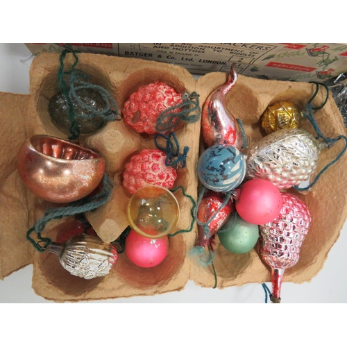 591 - Selection of Vintage Glass Christmas tree baubles. Etc. see photos.