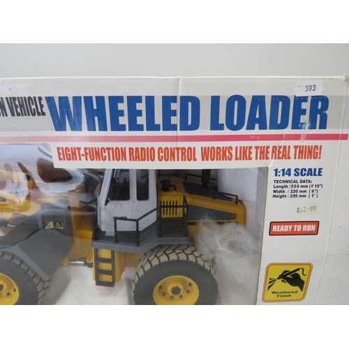 593 - Hobby Wheeled Loader in 1:14 Scale with re-chargable battery and remote control. Believed to be comp... 