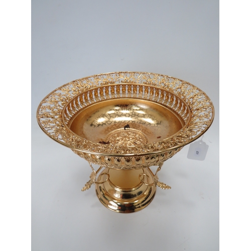 659 - Pretty Gilt metal Footed Pomander bowl with pierced body and lid. Measures approx 22 inches tall. Se... 