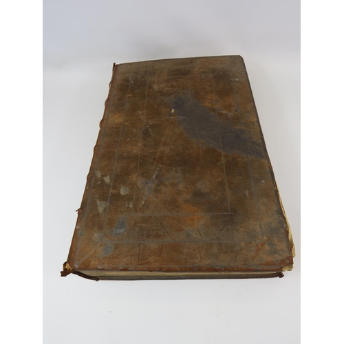 480 - Very Large Antique Suede Prince James Bible, see pics, 44cm by 28cm and 8.5cm deep