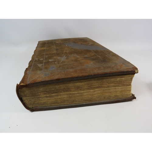 480 - Very Large Antique Suede Prince James Bible, see pics, 44cm by 28cm and 8.5cm deep