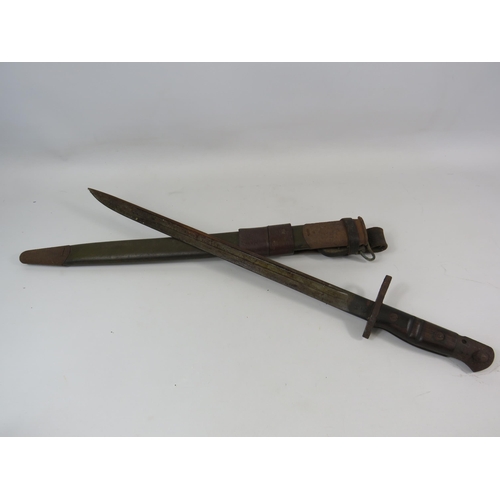 483 - US 1917 Remmington Bayonet with a J & A Hillman 1940 scabbard.