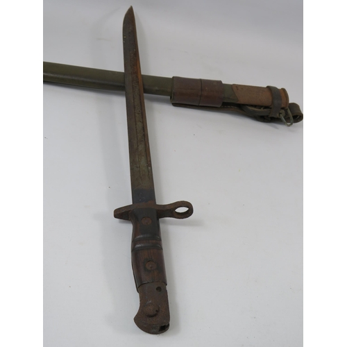 483 - US 1917 Remmington Bayonet with a J & A Hillman 1940 scabbard.