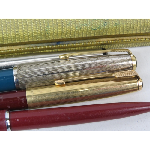 485 - Various vintage parker pens and 51 pen box.