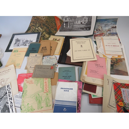 Good mixed lot of 1950's Era Ephemera to include Theatre programmes ...